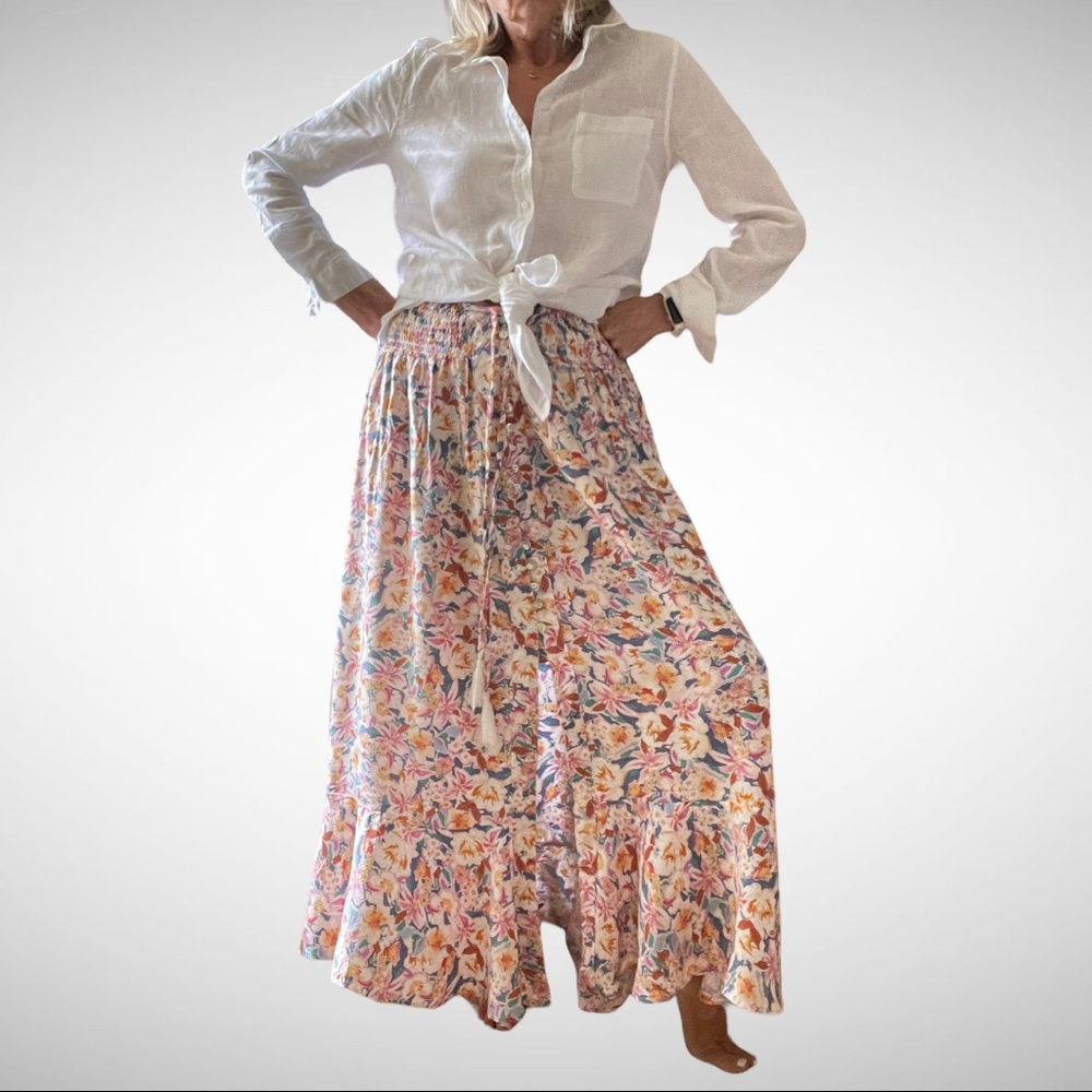 Cynthia Rowley Rayon Boho Floral Skirt XS